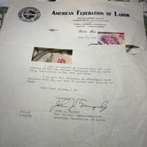 ✊ American Federation of Labor — 1940 Signed Autograph Letter | Vintage Document
